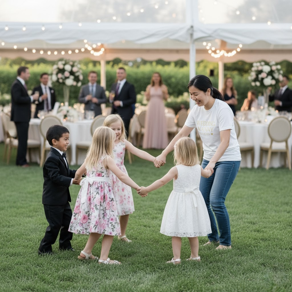 Wedding Nanny Chicago team providing childcare at elegant event